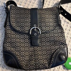 Vintage Coach Soho Black Signature Jacquard & Leather